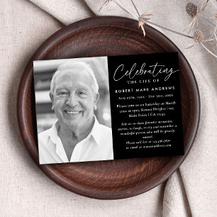 Modern Classic Black White Celebration of Life Invitation