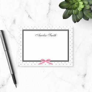 Modern Classic Black White Polka Dot Pink Ribbon Post-it Notes