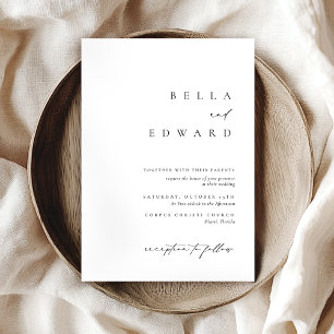 Modern Classic Black White Typography Wedding Invitation