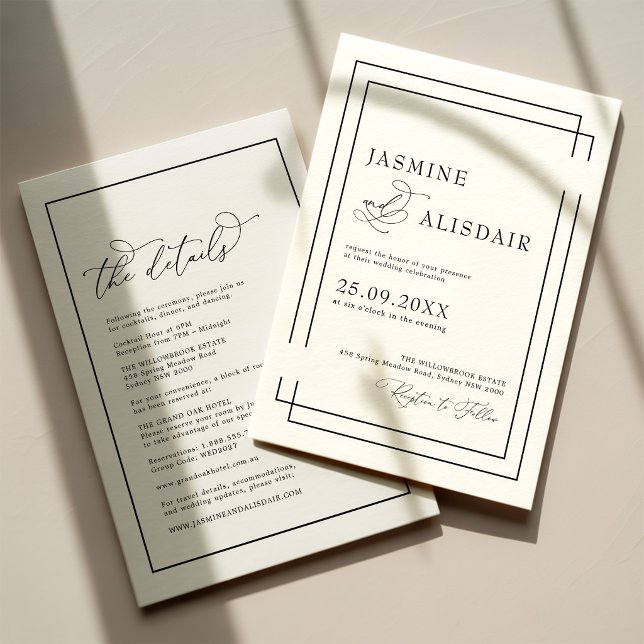 Modern Classic Black & White Wedding Invitation (Creator Uploaded)