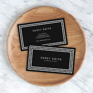 Modern Classic Black with White Borders Business Card