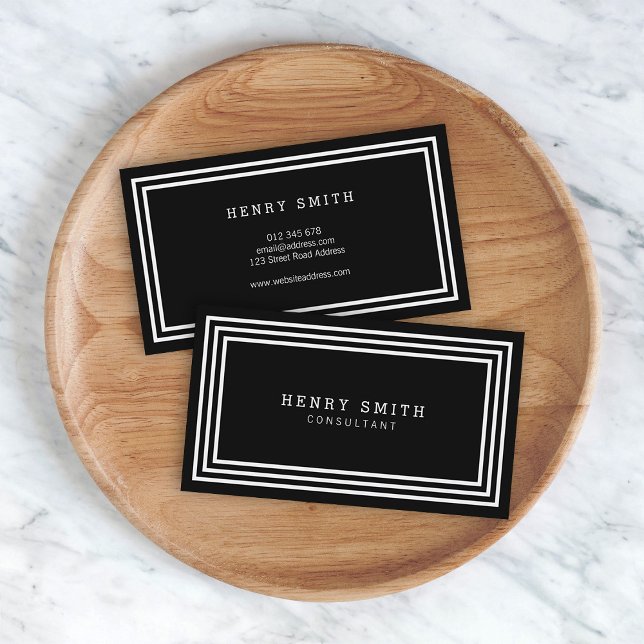 Modern Classic Black with White Borders Business Card (Creator Uploaded)
