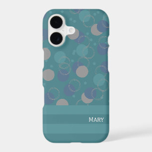 Modern Classic Blue Circles Pattern First Name