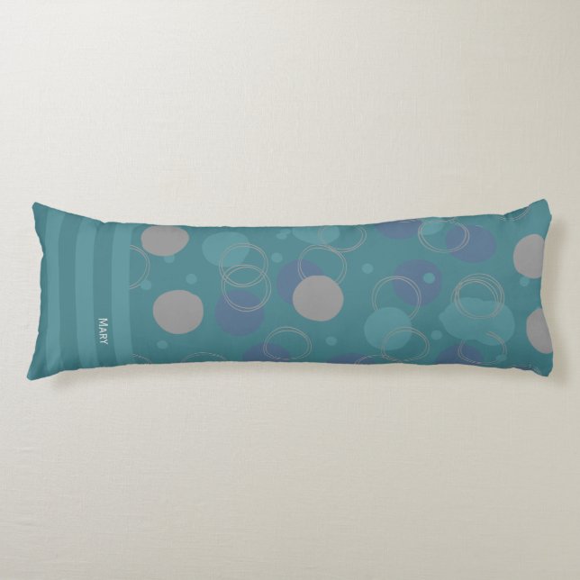  Modern Classic Blue Circles Pattern First Name Body Cushion (Front)