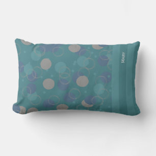 Modern Classic Blue Circles Pattern First Name Lumbar Cushion