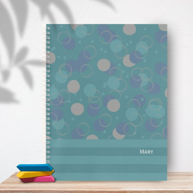 Modern Classic Blue Circles Pattern First Name Notebook (Creator Uploaded)