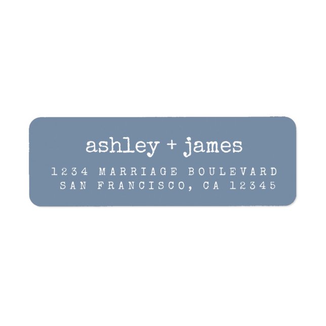 Modern Classic Blue Wedding Return Address Label (Front)