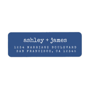 Modern Classic Blue Wedding Return Address Label