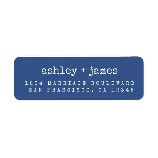 Modern Classic Blue Wedding Return Address Label (Front)