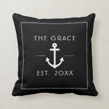 Modern Classic Boat Name Nautical Black