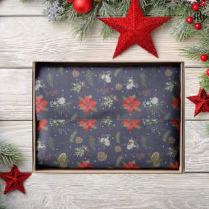 Modern Classic Botanical Floral Berry Christmas Tissue Paper