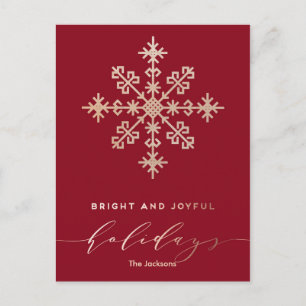 Modern Classic Bright Joyful Red and Gold Holiday Postcard