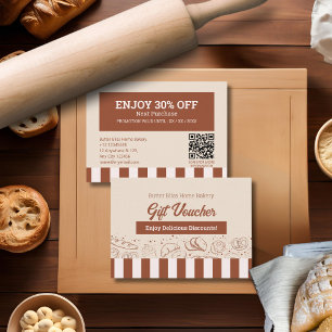 Modern Classic Brown Beige Bakery Shop  Discount Card