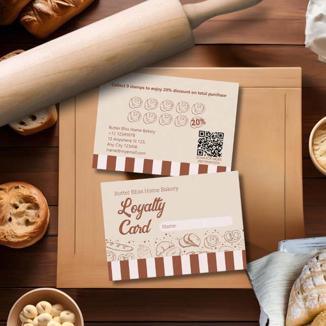 Modern Classic Brown Beige Bakery Shop  Loyalty Card (Creator Uploaded)