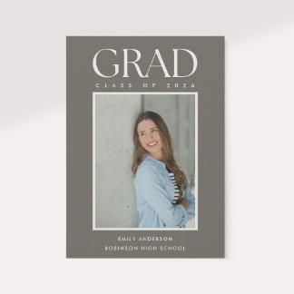 Modern Classic Brown Graduation Photo Announcement
