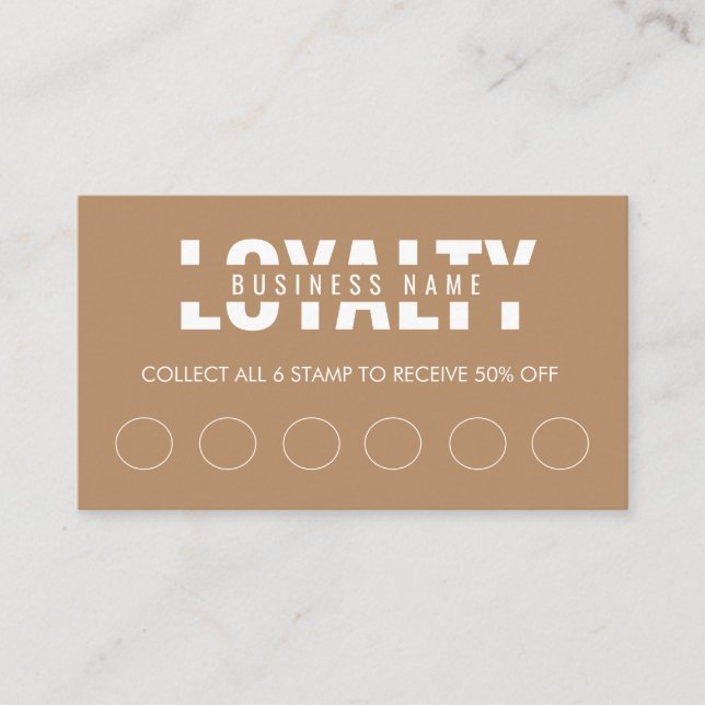 Modern Classic Brown Script Loyalty Card (Front)