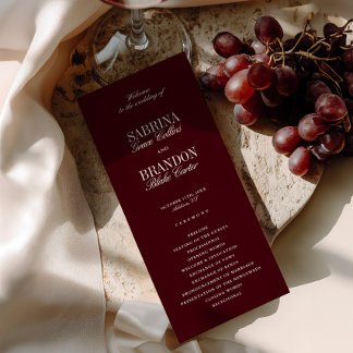 Modern Classic Burgundy Wedding Ceremony Program