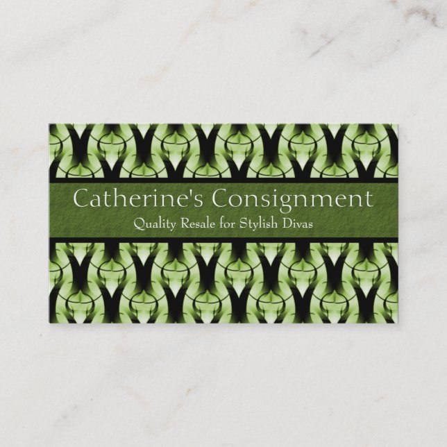 Modern Classic Business Card, Olive Green Card (Front)