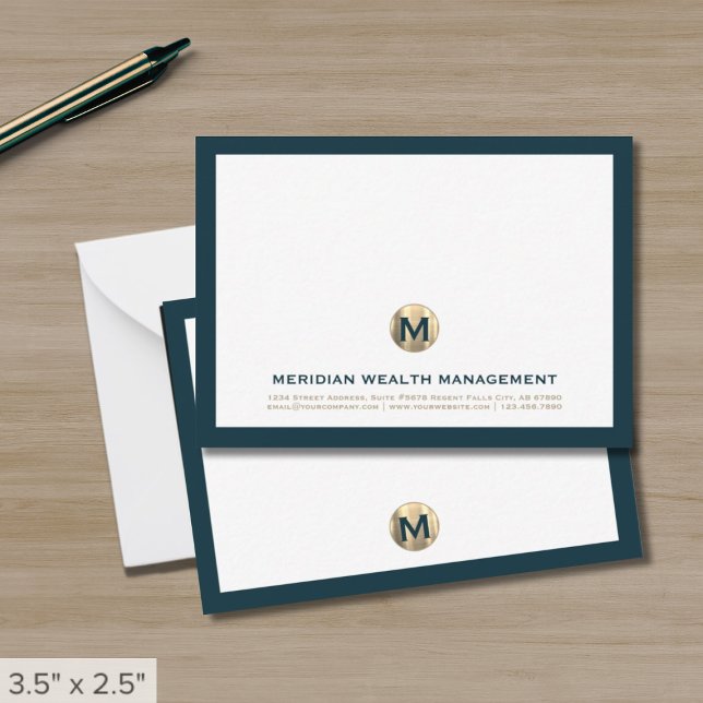 Modern Classic Business Monogram Note Cards (Creator Uploaded)