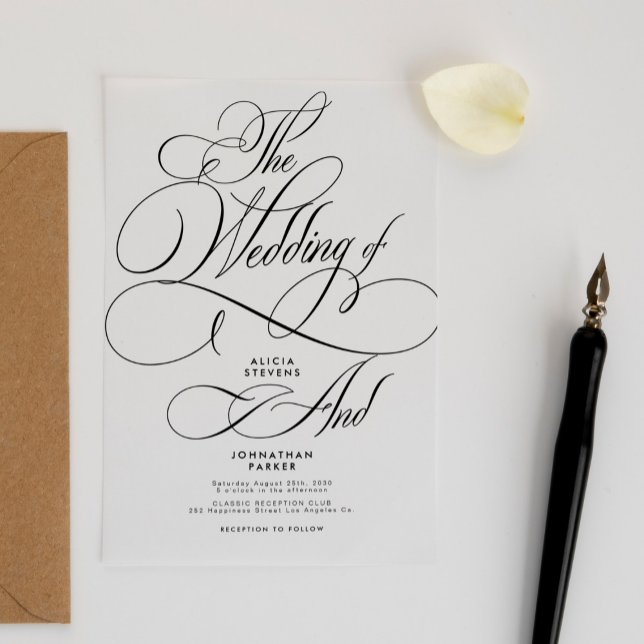 Modern classic calligraphy script clear wedding acrylic invitations (Creator Uploaded)