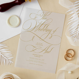Modern classic calligraphy script clear wedding acrylic invitations