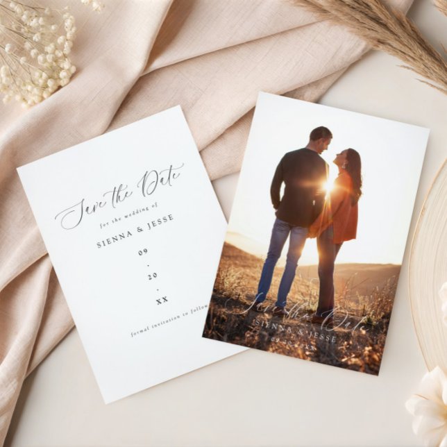 Modern Classic Calligraphy Script Photo Save The Date (Creator Uploaded)