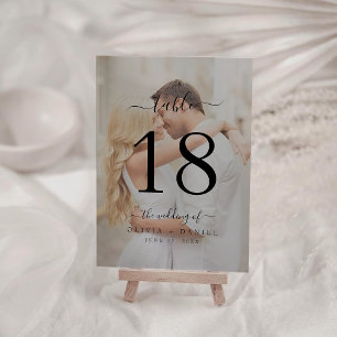 Modern Classic Calligraphy Wedding Photo Table Number