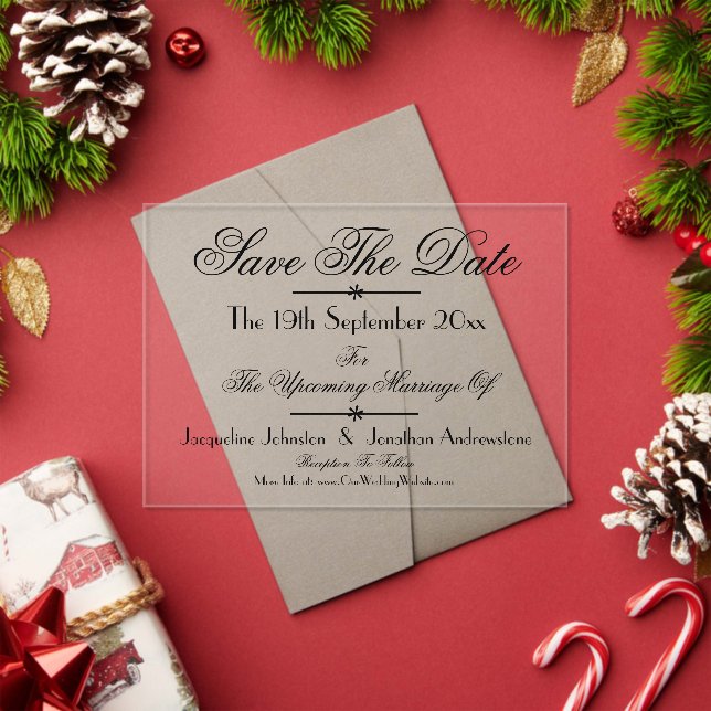 Modern Classic Chic Wedding Save The Date Acrylic Invitations (Insitu (Holiday))