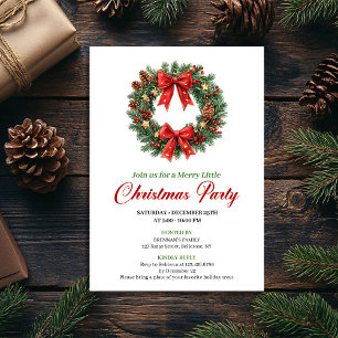 Modern Classic Christmas Wreath Party Invitation