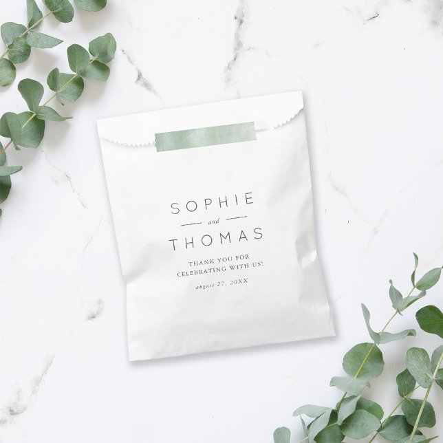 Modern Classic Couples Names Thank You Wedding Favour Bag (Creator Uploaded)