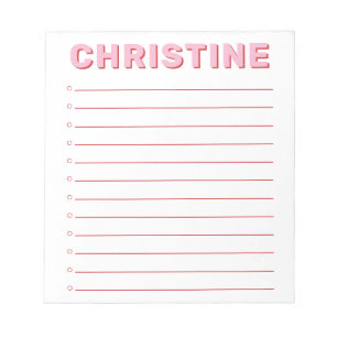 Modern Classic Cute Pink Typographic Kids Teacher Notepad