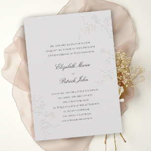 Modern Classic Delicate Wild Roses Ivory Wedding Invitation