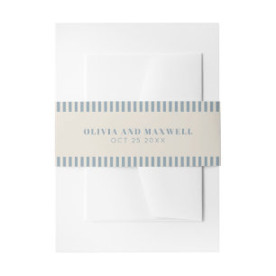 Modern Classic Dusty Blue Striped Wedding Invitation Belly Band