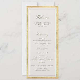 Modern Classic Ecru Gold Formal Wedding Program
