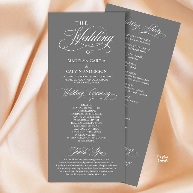 Modern Classic Elegance, Wedding Ceremony Program (Modern Classic Elegance, Wedding Ceremony Program in Dark grey)
