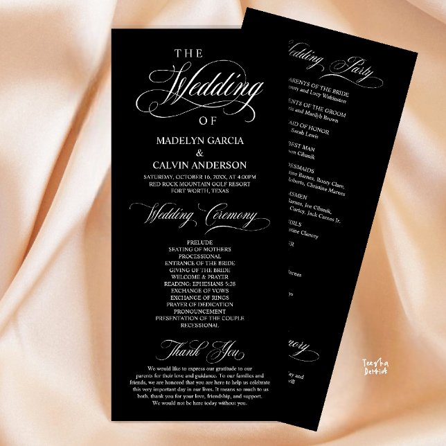 Modern Classic Elegance, Wedding Ceremony Program (Modern Classic Elegance, Wedding Ceremony Program in Black and white)