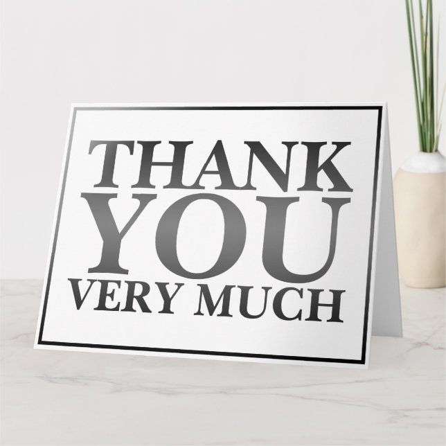 Modern Classic Elegant Black Printed Thank You   Card (Front)
