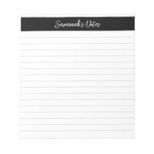 Modern Classic Elegant Black Script Personalised Notepad