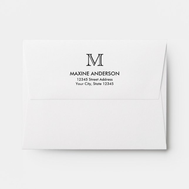 Modern Classic Elegant Custom Monogram Initial Envelope (Back (Top Flap))