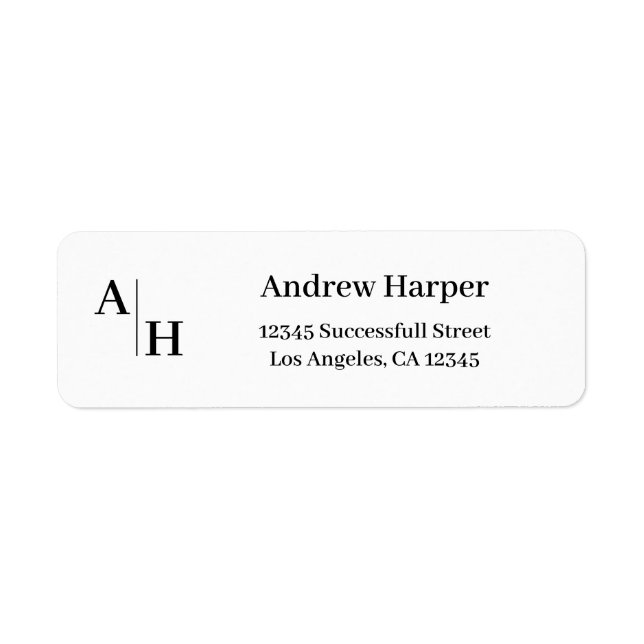 Modern Classic Elegant Custom Monogram Initial Return Address Label (Front)