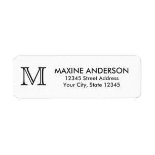 Modern Classic Elegant Custom Monogram Initial Return Address Label