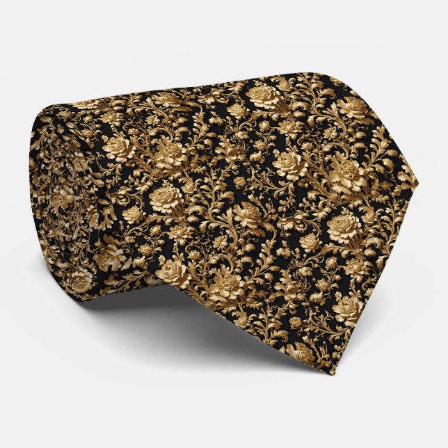 Modern Classic – Elegant Gold Pattern Tie (Rolled)