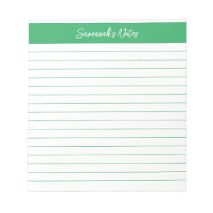 Modern Classic Elegant Green Script Personalised Notepad