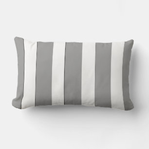 Modern Classic Elegant Grey And White Stripes Lumbar Cushion
