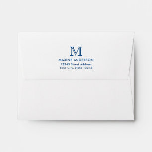 Modern Classic Elegant Navy Blue Monogram Initial Envelope