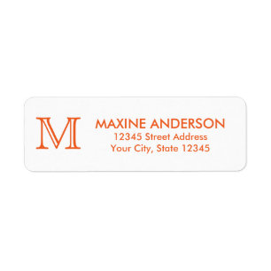 Modern Classic Elegant Orange Monogram Return Address Label