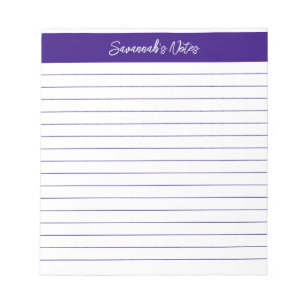 Modern Classic Elegant Purple Script Personalised Notepad