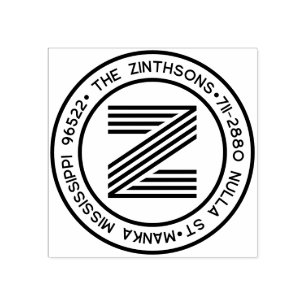 Modern Classic Family Name Return Address Circular Rubber Stamp