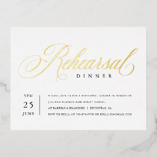 Modern Classic Foil Rehearsal Dinner Invite Insert