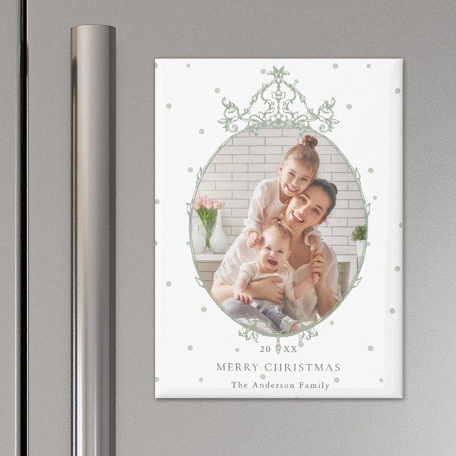 Modern Classic Frame Merry Christmas Photo Holiday Magnet (Creator Uploaded)